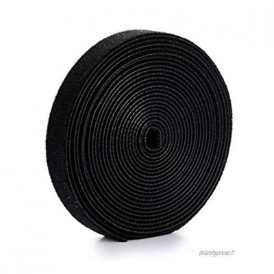 Attaches de Câbles U-horizon 2cm x 5m Range Câble et Serre Câble Réutilisable Crochet & Boucle Organiseur de Câble en Nylon Noir