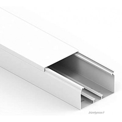 Habengut Passe-câbles en PVC avec Trous de Montage dans Le Sol Blanc 60 x 110 mm Longueur 1 m
