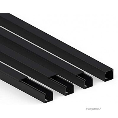 Habengut Passe-câbles en PVC avec Trous de Montage dans Le Sol Noir 25 x 25 mm Longueur 4 m