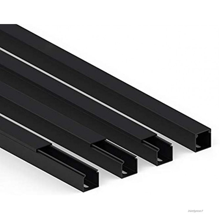 Habengut Passe-câbles en PVC avec Trous de Montage dans Le Sol Noir 25 x 25 mm Longueur 4 m