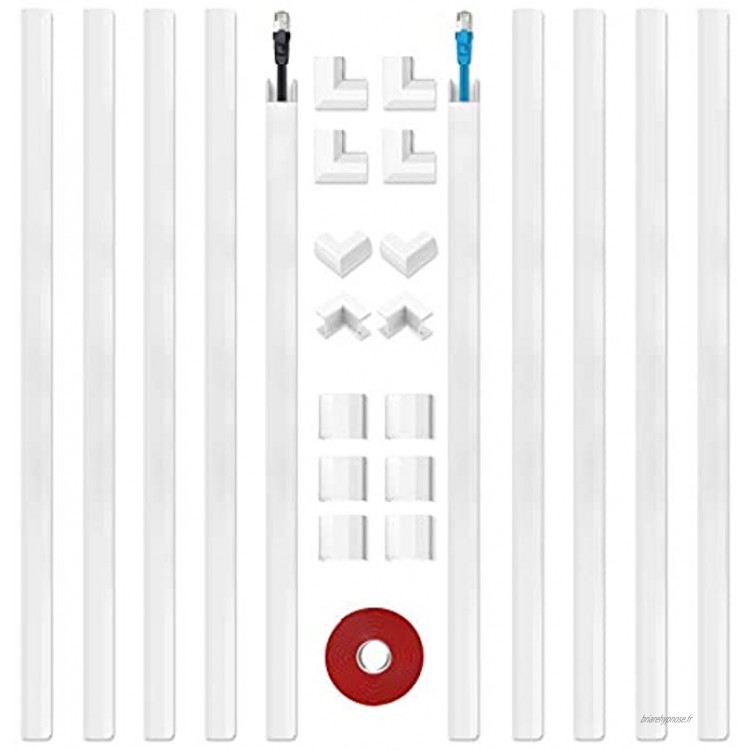 Mini Cache-Câble Goulotte de Câbles Kit de Gestion des Câbles Blanc Canal de Fil Pour Cacher un Seul Câble