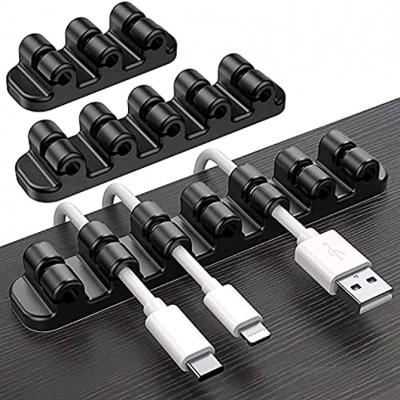 SOULWIT Amélioré Clips Câble Organisateur Bureau Lot de 3 Support de Câble Organisateur de Cordon Gestion des Cables Câble Management pour USB Câbles de Chargeur Souris Écouteur PC Noir
