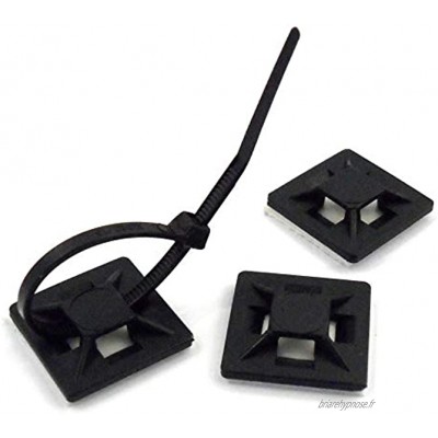 Stonges Paquet de 100 attaches de câble noires Attaches de fermeture à glissière autobloquantes de 100 mm x 2,5 mm Attaches de câble en nylon noir Durable Usage intensif