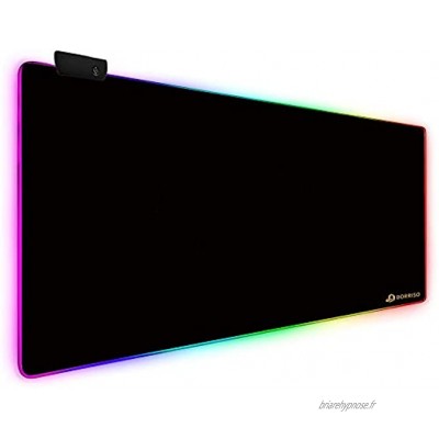DORRISO RGB Gaming Tapis de Souris 900 x 400 x 4 mm XXL Surdimensionné LED Lumineuse RGB Tapis de Souris pour Clavier Souris Ordinateur PC Antiderapant Tapis de Souris Noir