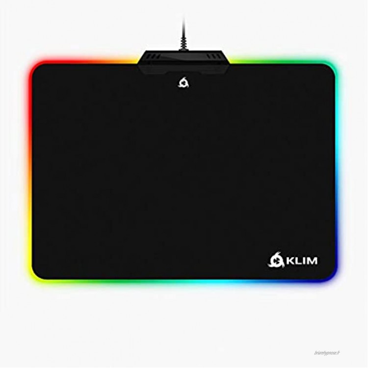 KLIM Tapis de Souris RGB Chroma Tissu Haute Précision Effets de Lumière Plusieurs Modes Gaming Gamer Jeux Vidéo USB Rétroéclairé [ Nouvelle Version 2021 ]