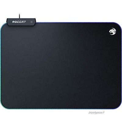 ROCCAT Sense AIMO Tapis de Souris de Gaming avec éclairage LED AIMO Dimensions maximales de précision Dessous caoutchouté 350 mm x 250 mm x 3 mm ROC-13-370 Noir + Aimo