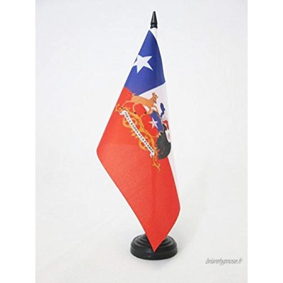 AZ FLAG Drapeau de Table Chili avec Armes 21x14cm Petit Drapeaux DE Bureau chilien 14 x 21 cm
