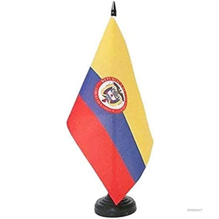 AZ FLAG Drapeau de Table Colombie avec Armes 21x14cm Petit Drapeaux DE Bureau colombien 14 x 21 cm