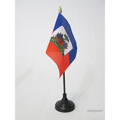 AZ FLAG Drapeau de Table Haïti 15x10cm Petit Drapeaux DE Bureau haïtien 10 x 15 cm Pointe dorée