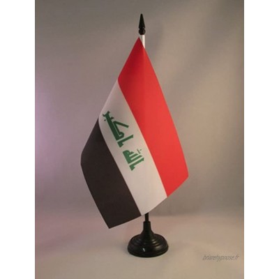 AZ FLAG Drapeau de Table Irak 21x14cm Petit Drapeaux DE Bureau irakien 14 x 21 cm
