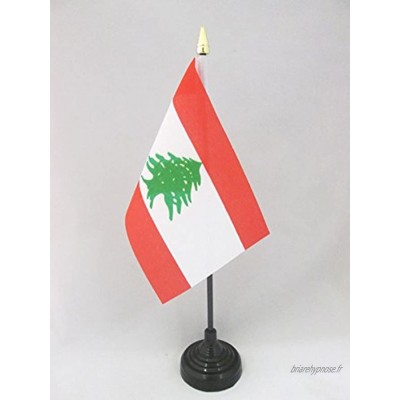 AZ FLAG Drapeau de Table Liban 15x10cm Petit Drapeaux DE Bureau libanais 10 x 15 cm Pointe dorée
