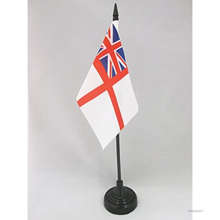 AZ FLAG Drapeau de Table Marine Militaire Britannique 15x10cm Petit Drapeaux DE Bureau Royal Navy White Ensign Pavillon Saint Georges 10 x 15 cm