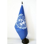 AZ FLAG Drapeau de Table ONU 21x14cm Petit Drapeaux DE Bureau des Nations Unies 14 x 21 cm