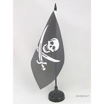 AZ FLAG Drapeau de Table Pirate Jack Rackham 21x14cm Petit Drapeaux DE Bureau Pirates Corsaire 14 x 21 cm