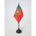 AZ FLAG Drapeau de Table Portugal 15x10cm Petit Drapeaux DE Bureau Portugais 10 x 15 cm Pointe dorée
