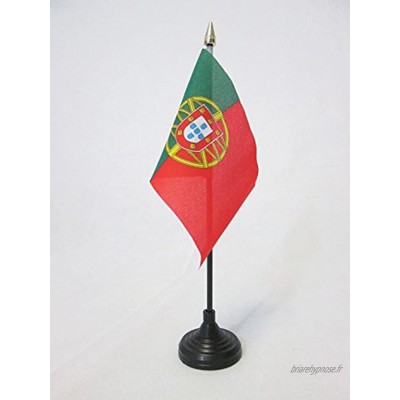 AZ FLAG Drapeau de Table Portugal 15x10cm Petit Drapeaux DE Bureau Portugais 10 x 15 cm Pointe dorée