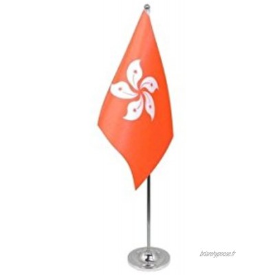 AZ FLAG Drapeau de Table Prestige Hong Kong 22x15cm en Satin Grand Drapeaux DE Bureau hongkongais 15 x 22 cm