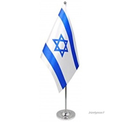 AZ FLAG Drapeau de Table Prestige Israël 22x15cm en Satin Grand Drapeaux DE Bureau israélien 15 x 22 cm