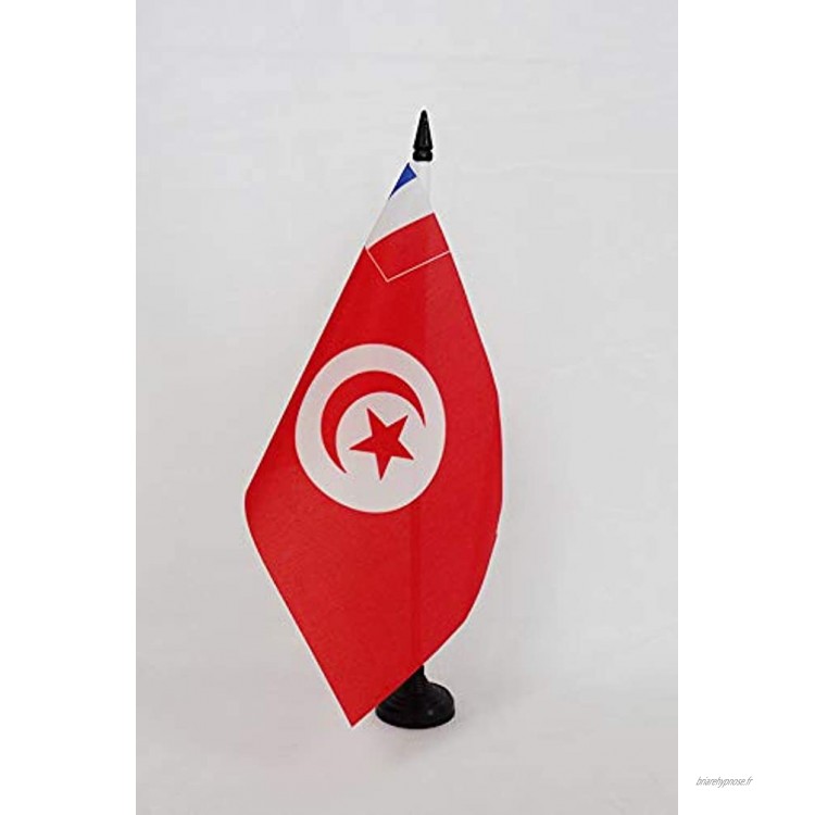 AZ FLAG Drapeau de Table Protectorat français de Tunisie 1881-1956 21x14cm Petit Drapeaux DE Bureau de la Tunisie française 14 x 21 cm