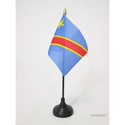 AZ FLAG Drapeau de Table République Démocratique du Congo 15x10cm Petit Drapeaux DE Bureau congolais 10 x 15 cm Pointe dorée