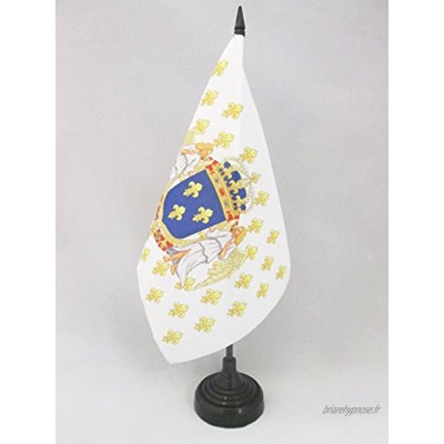 AZ FLAG Drapeau de Table Royaume de France Anges 21x14cm Petit Drapeaux DE Bureau royaliste français Fleur de lys 14 x 21 cm