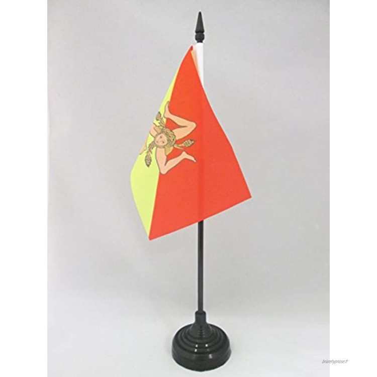 AZ FLAG Drapeau de Table Sicile 15x10cm Petit Drapeaux DE Bureau sicilien Italie 10 x 15 cm
