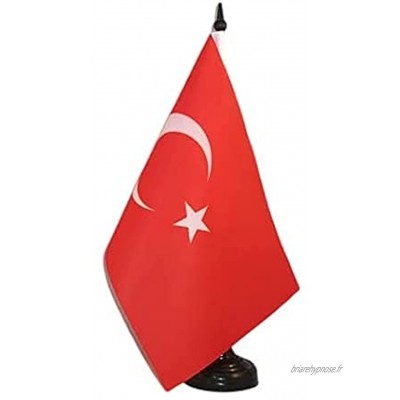 AZ FLAG Drapeau de Table Turquie 21x14cm Petit Drapeaux DE Bureau Turc 14 x 21 cm