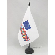 AZ FLAG Drapeau de Table Union Européenne 28 Pays 21x14cm Petit Drapeaux DE Bureau Pays d'europe UE 14 x 21 cm