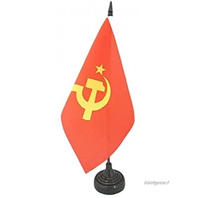AZ FLAG Drapeau de Table URSS Logo Central 21x14cm Petit Drapeaux DE Bureau Communiste Russie 14 x 21 cm