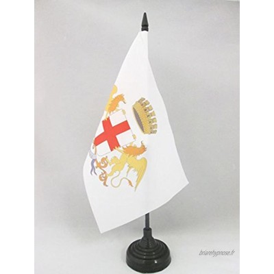 AZ FLAG Drapeau de Table Ville de Gênes avec Armes 21x14cm Petit Drapeaux DE Bureau Genova Genoa Italie 14 x 21 cm