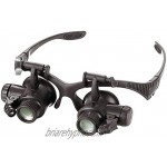 Loupe LED à double œil pour lunettes de vue pour bijoutier Réparation de montres Verres 10 x 15 x 20 x 25