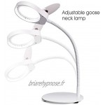 Tm-home Lampe-loupe flexible avec support ampoule LED grossissement x3 idéal pour les travaux de précision blanc