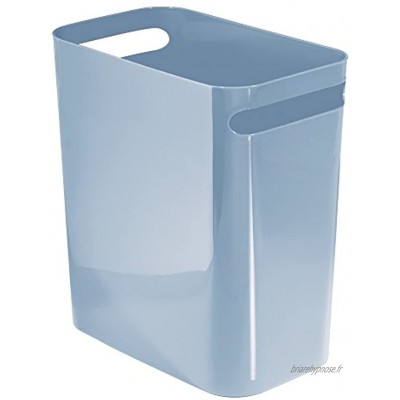 InterDesign Una corbeille à papier poubelle en plastique avec poignées conteneur à papier pour bureau cuisine ou salle de bain bleu ardoise