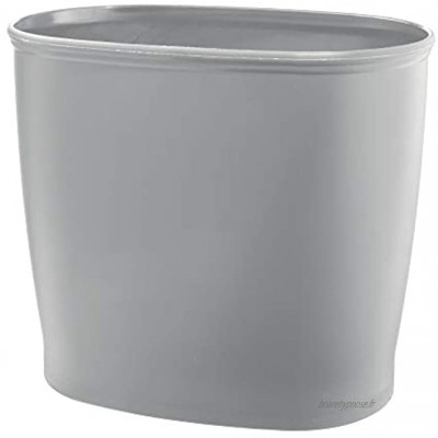 mDesign poubelle polyvalente ovale – corbeille à papier en plastique incassable – petite poubelle de cuisine salle de bain chambre ou bureau – gris