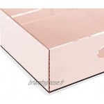 Corbeille à courrier en acrylique doré rose pour bureau 26,7 x 30,5 x 7,6 cm