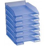 Exacompta Réf. 11310D lot de 6 Corbeilles à courrier COMBO MIDI dimensions 34,6x25,5x6,5 cm pour documents au format A4 + couleur bleu glacé translucide