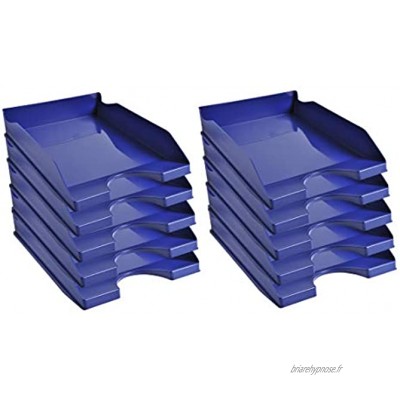 Exacompta Réf. 123104D lot de 10 corbeilles à courrier ECOTRAY dimensions 34,5x25,5x6,5 cm pour documents au format A4+ couleur bleu nuit certifié Ange Bleu