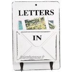 HechoVinen Porte-courrier en bois avec crochet pour clés ou courrier Blanc