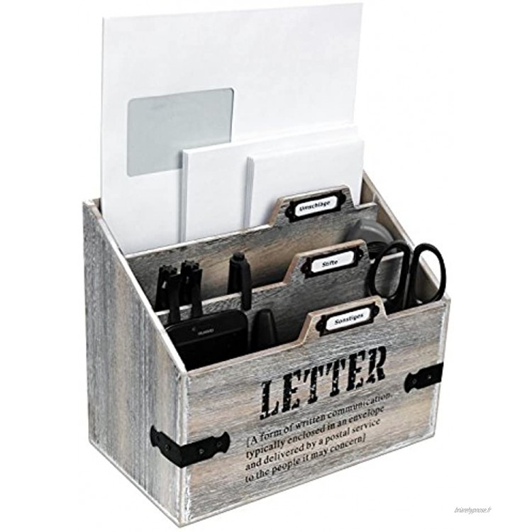 Organisateur de bureau en bois 'Letter' porte-lettre bac à courrier bureau de poste