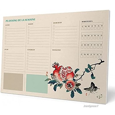 Kokonote Semainier Japanese Art Sous-main Bureau Bloc-notes A4 Planning Hebdomadaire Planner BPSA40036