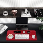 Lesfit tapis de souris cuir PU tapis de bureau à Double côté buvard de bureau pour bureau ou maison 30 * 60cm jaune et rouge