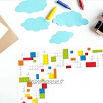 nikima Schönes für Kinder – Sous-main pour enfant orné de briques LEGO – 25 feuilles de papier à arracher sous-main à colorier A2 – Briques colorées – Cadeau d'anniversaire ou de rentrée scolaire
