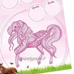 Sous-main pour enfant rose motif chevaux et mandala – 25 feuilles de papier à déchirer – Format A2 – Cadeau de rentrée scolaire