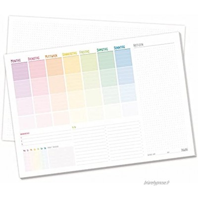 Trendstuff by Häfft Sous-main en papier A3 [Rainbow] 50 feuilles | Organisation de bureau avec bloc-notes liste de choses à faire et bien plus encore – durable et neutre pour le climat