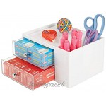 mDesign boîte à tiroirs – organiseur de bureau en plastique à 5 compartiments – casier à papeterie pratique pour un bureau organisé – blanc et transparent