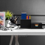 Relaxdays Organiseur de bureau pour feuille & crayons cuir artificiel 9 x 23,5 x 12 cm accessoire table noir
