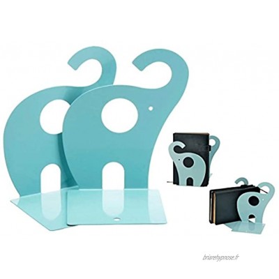 Cisixin 1 Paire Presse-Livres Serre-Livres Antidérapante en Forme d'éléphant Bleu