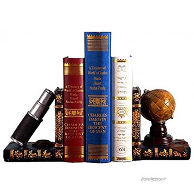 ISOTO Serre-livres en forme de globe et de télescope Épais vintage de rangement pour ranger les CD et DVD