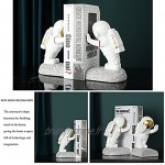 LONG-L Serre-Livres Astronaute Sculpture Décoration Bookend,Serre-Livres Robustes Book Ends,Reader Serre-Livres Décoratifs De Blanc,Anti-Rayures Antidérapant,Lot De 2,A