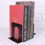 Mentin 1 paire Presse-livres Serre-livres en métal Antidérapante pour livres simple style Noir